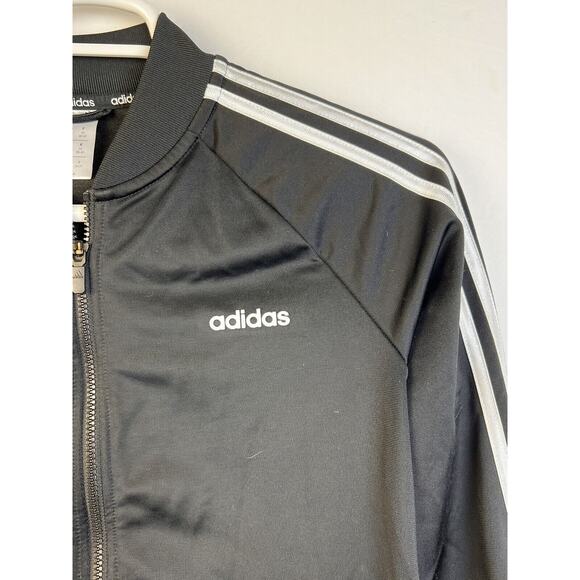 Adidas Track Jacket Women's Medium Black 3 Stripes Warmup Activewear Zip Front - Picture 2 of 8